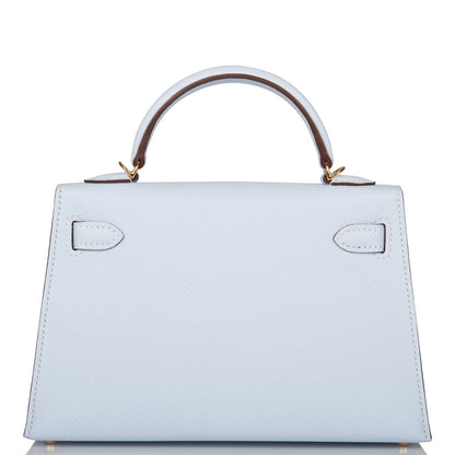 Hermes Kelly 20 Sellier Bleu Brume Epsom Gold Hardware