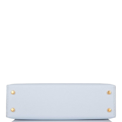 Hermes Kelly 20 Sellier Bleu Brume Epsom Gold Hardware