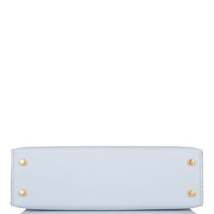 Hermes Kelly 20 Sellier Bleu Brume Epsom Gold Hardware