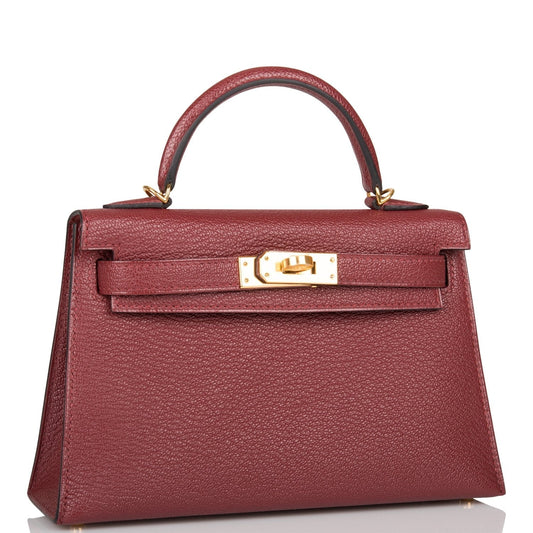Hermes Kelly 20 Sellier Rouge H Chevre Gold Hardware