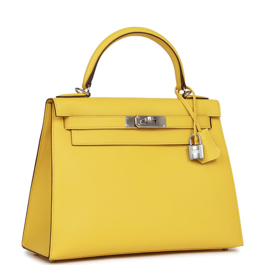 Hermes Kelly 28 Sellier Jaune de Naples Epsom Palladium Hardware