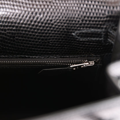 Hermes Kelly 25 Sellier Black Lizard Palladium Hardware