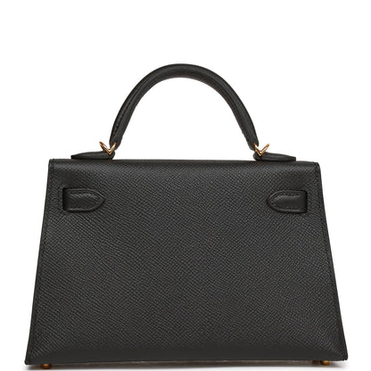 Hermes Kelly 20 Sellier Black Epsom Gold Hardware