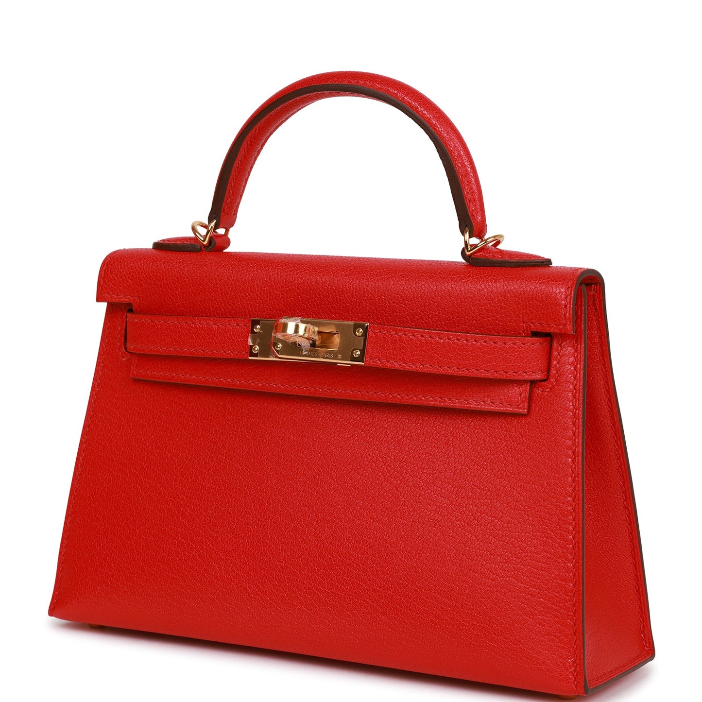 Hermes Kelly 20 Sellier Rouge de Coeur Chevre Gold Hardware