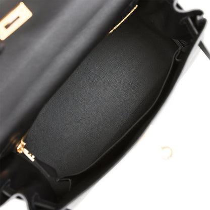 Hermes Kelly 25 Retourne Black Swift Gold Hardware