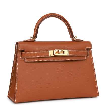 Hermes Kelly 20 Sellier Gold Epsom Gold Hardware