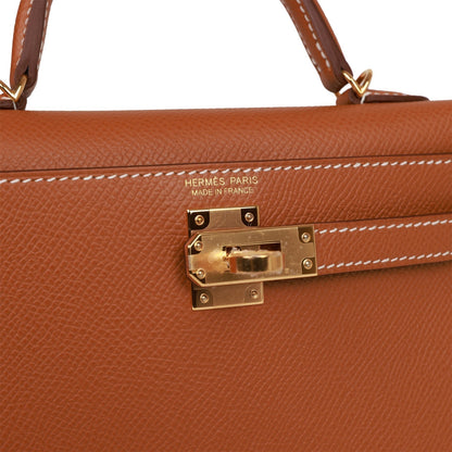 Hermes Kelly 20 Sellier Gold Epsom Gold Hardware