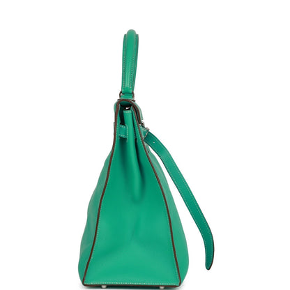 Hermes Kelly 35 Flat Lagoon Swift Palladium Hardware
