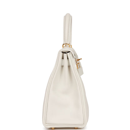 Hermes Kelly 25 Retourne White Swift Gold Hardware