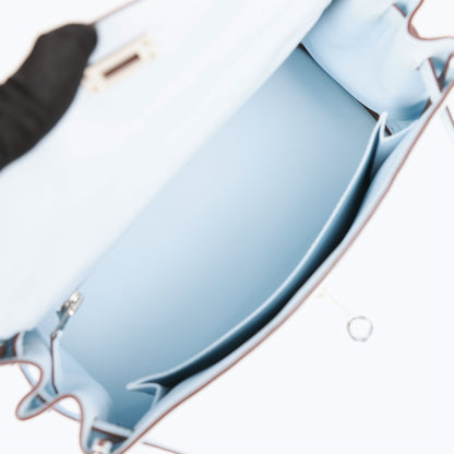 Hermes Kelly 25 Retourne Bleu Brume Swift Palladium Hardware
