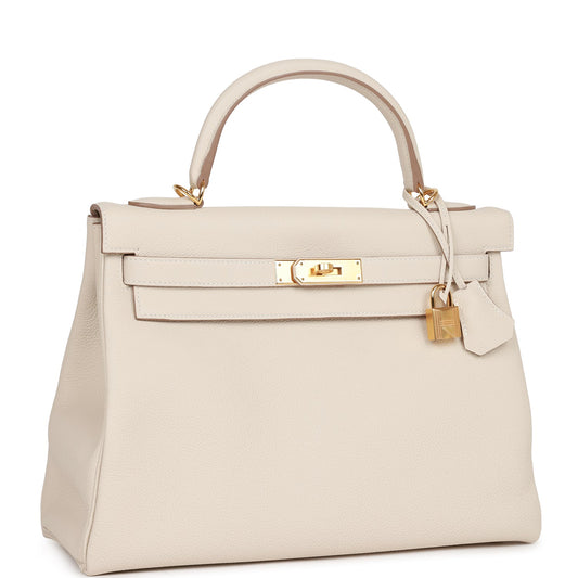 Hermes Kelly 32 Retourne Craie Togo Gold Hardware