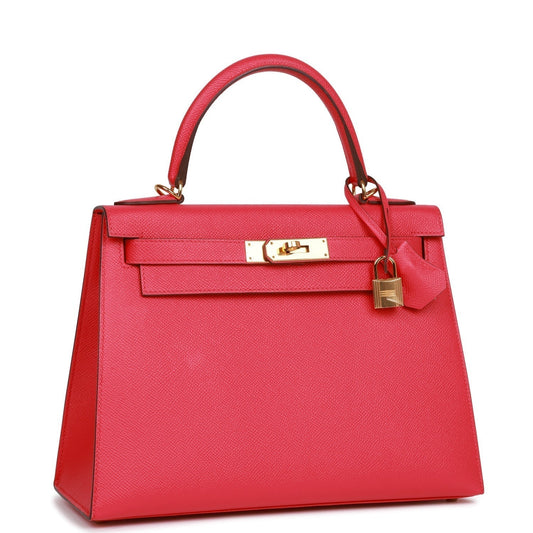 Hermes Kelly 28 Sellier Rose Extreme Epsom Gold Hardware
