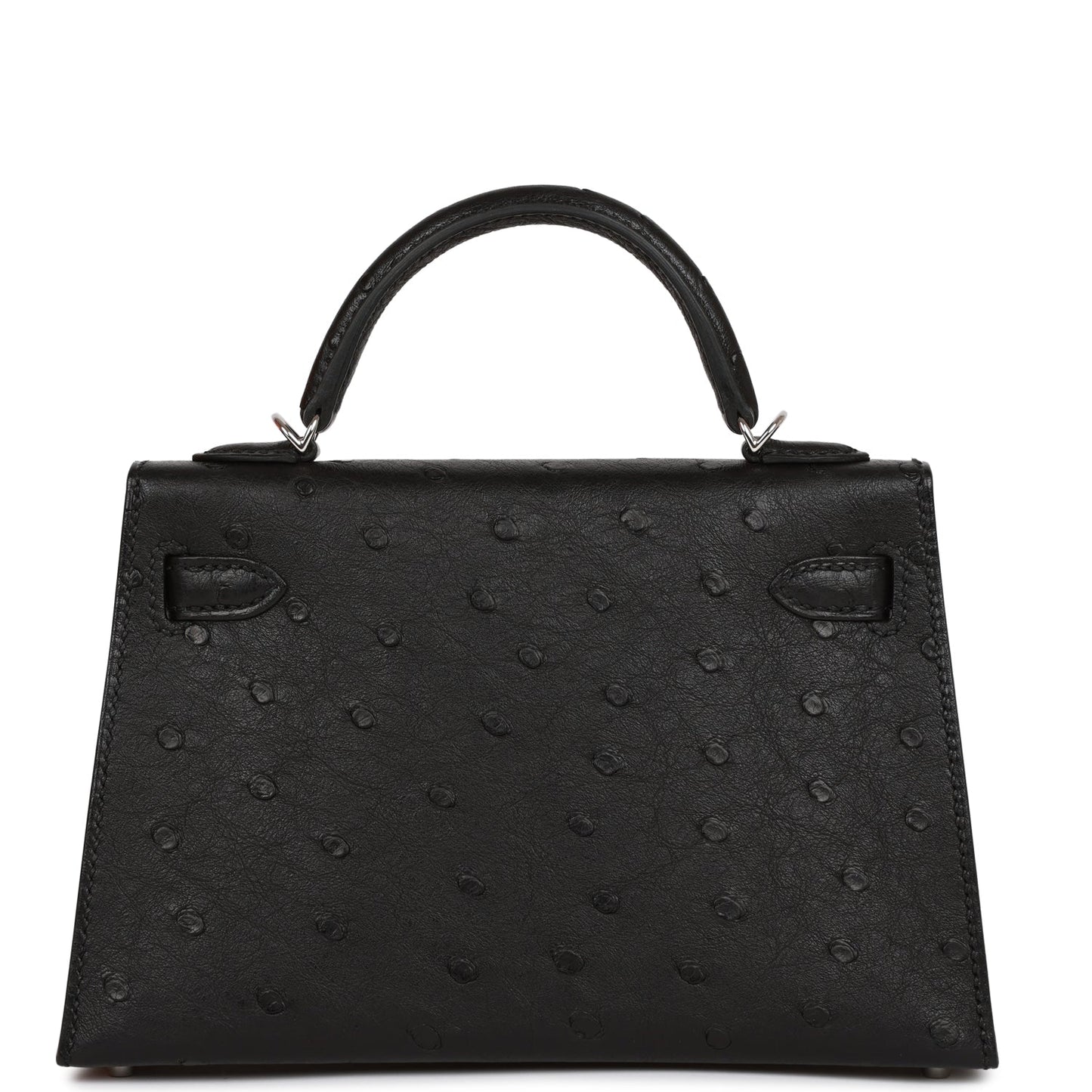 Hermes Kelly 20 Sellier Black Ostrich Palladium Hardware