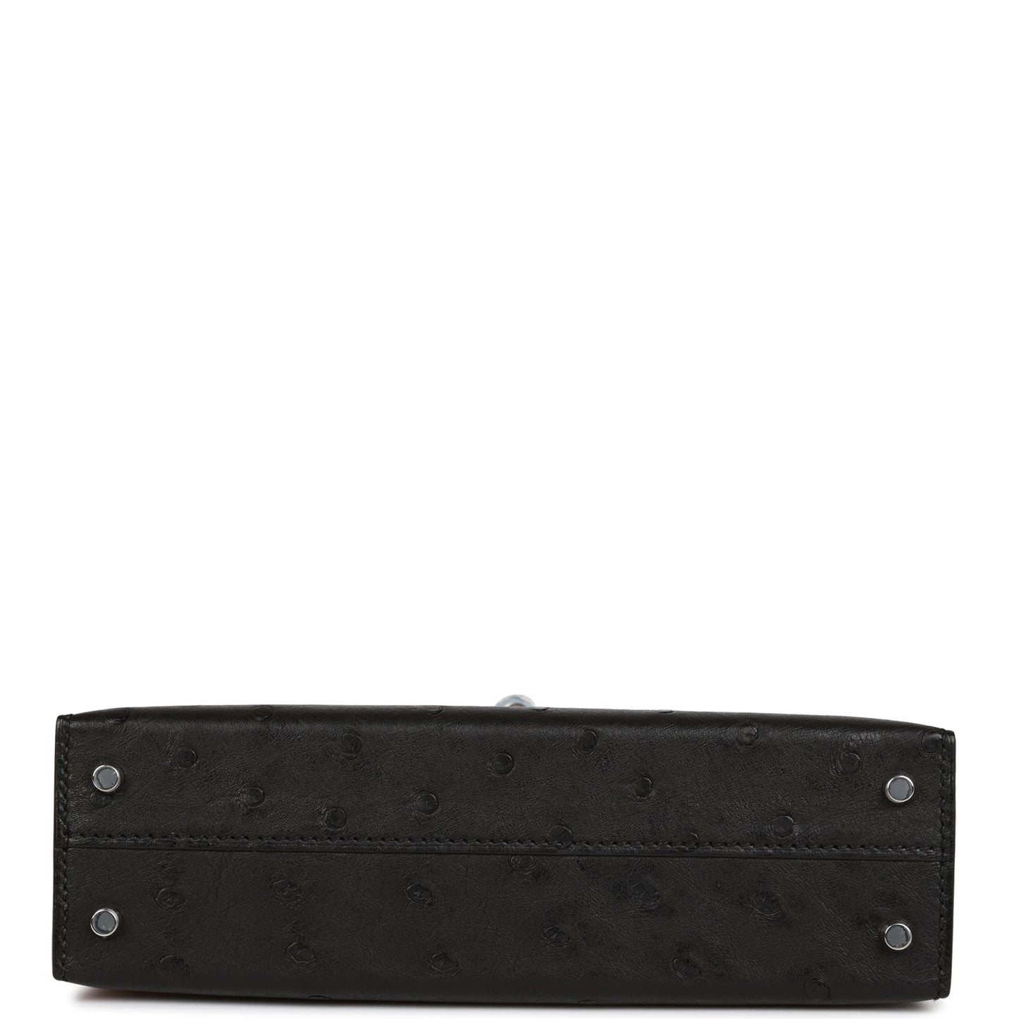 Hermes Kelly 20 Sellier Black Ostrich Palladium Hardware
