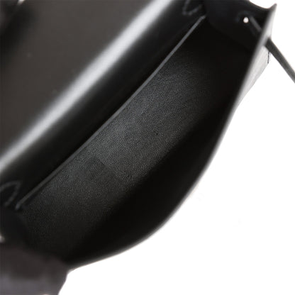 Hermes Kelly 20 Sellier Black Ostrich Palladium Hardware