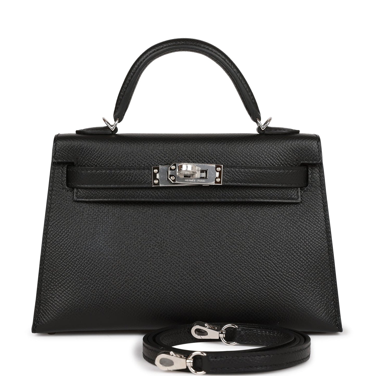 Hermes Kelly 20  Sellier Black Epsom Palladium Hardware