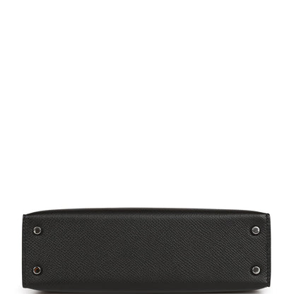 Hermes Kelly 20  Sellier Black Epsom Palladium Hardware