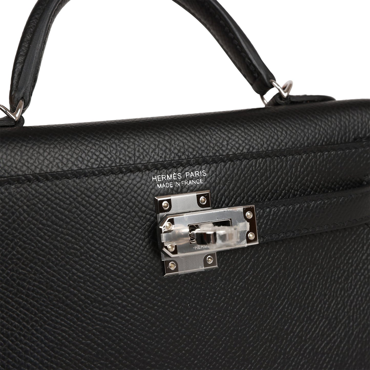 Hermes Kelly 20  Sellier Black Epsom Palladium Hardware
