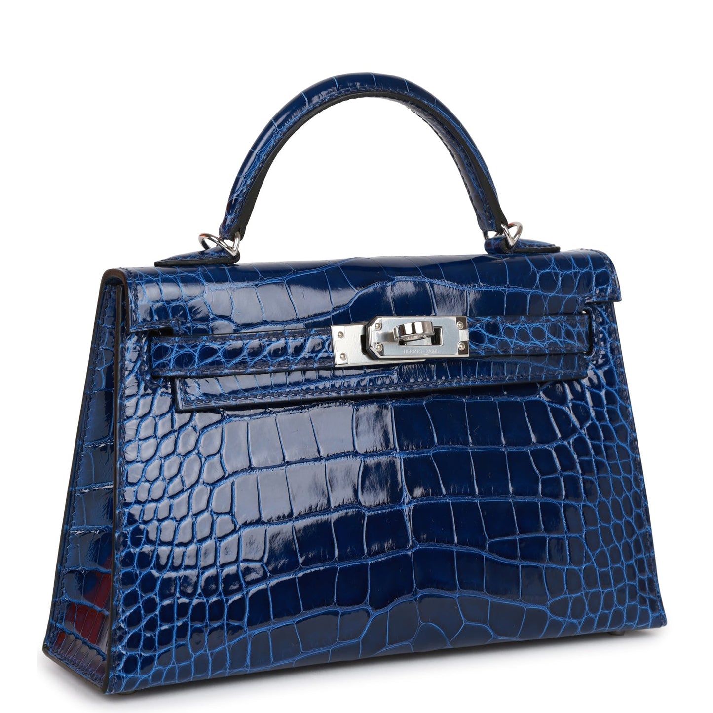 Hermes Kelly 20 Sellier Bleu Saphir Shiny Alligator Palladium Hardware