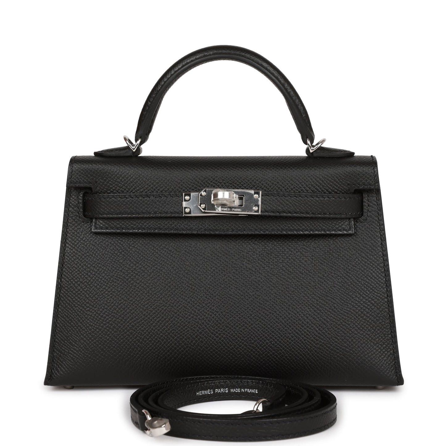 Hermes Kelly 20 Sellier Black Epsom Palladium Hardware