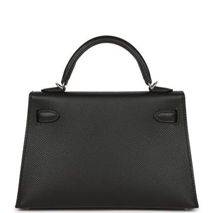 Hermes Kelly 20 Sellier Black Epsom Palladium Hardware