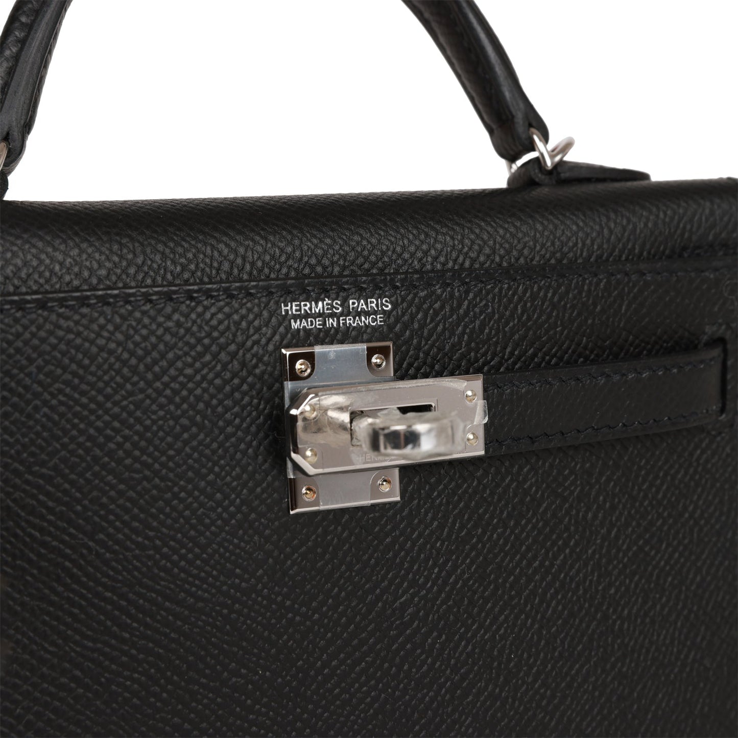 Hermes Kelly 20 Sellier Black Epsom Palladium Hardware