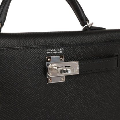 Hermes Kelly 20 Sellier Black Epsom Palladium Hardware