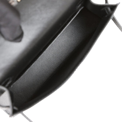 Hermes Kelly 20 Sellier Black Epsom Palladium Hardware