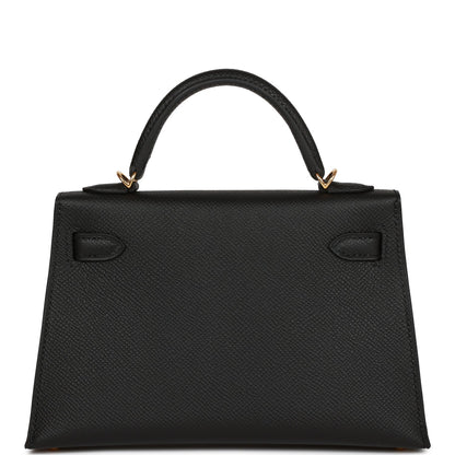 Hermes Kelly 20 Sellier Black Epsom Gold Hardware