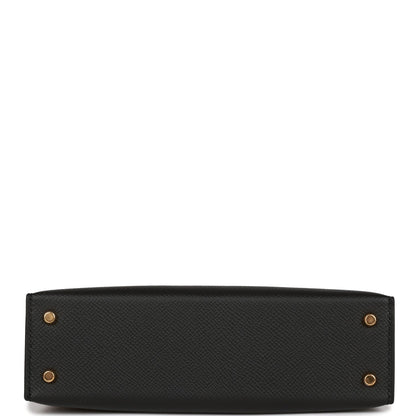 Hermes Kelly 20 Sellier Black Epsom Gold Hardware