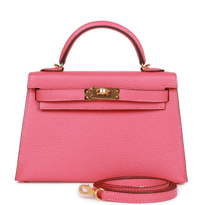 Hermes Kelly 20 Sellier Rose Lipstick Chèvre Gold Hardware