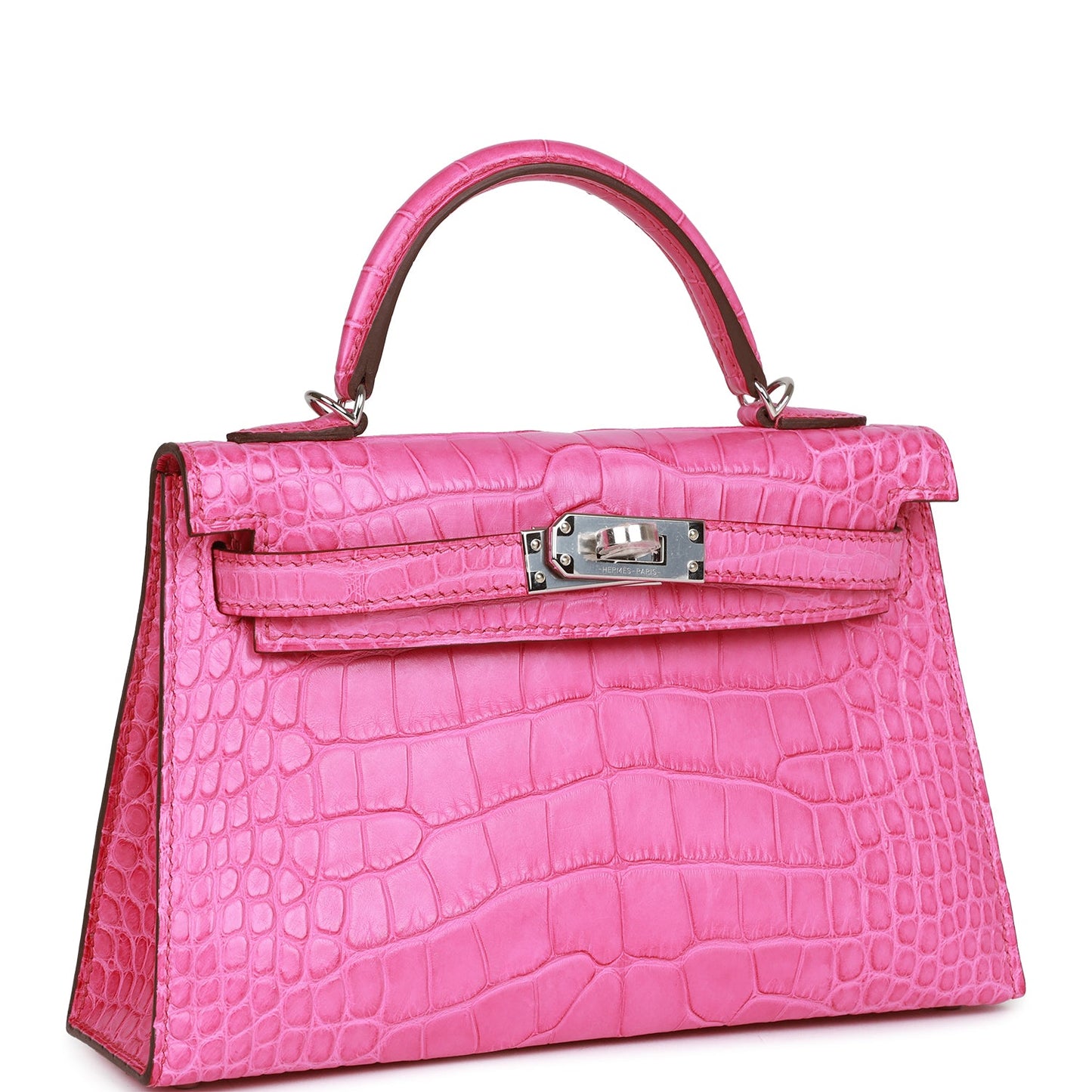 Hermes Kelly 20 Sellier Rose Shocking Matte Alligator Palladium Hardware