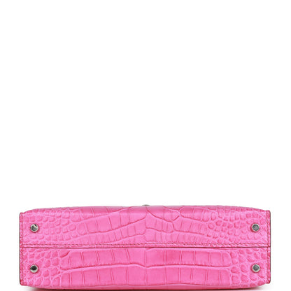 Hermes Kelly 20 Sellier Rose Shocking Matte Alligator Palladium Hardware