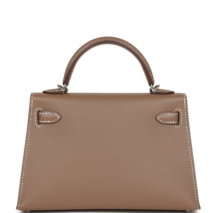 Hermes Kelly 20 Sellier Etoupe Epsom Palladium Hardware