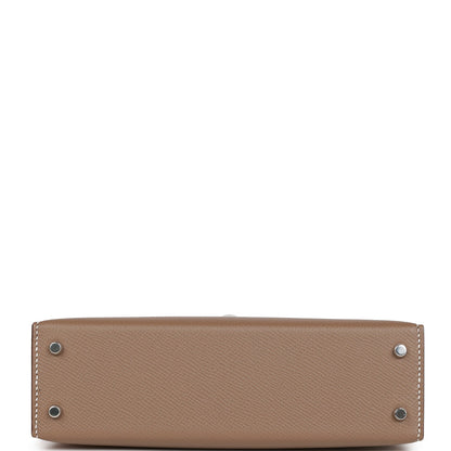 Hermes Kelly 20 Sellier Etoupe Epsom Palladium Hardware