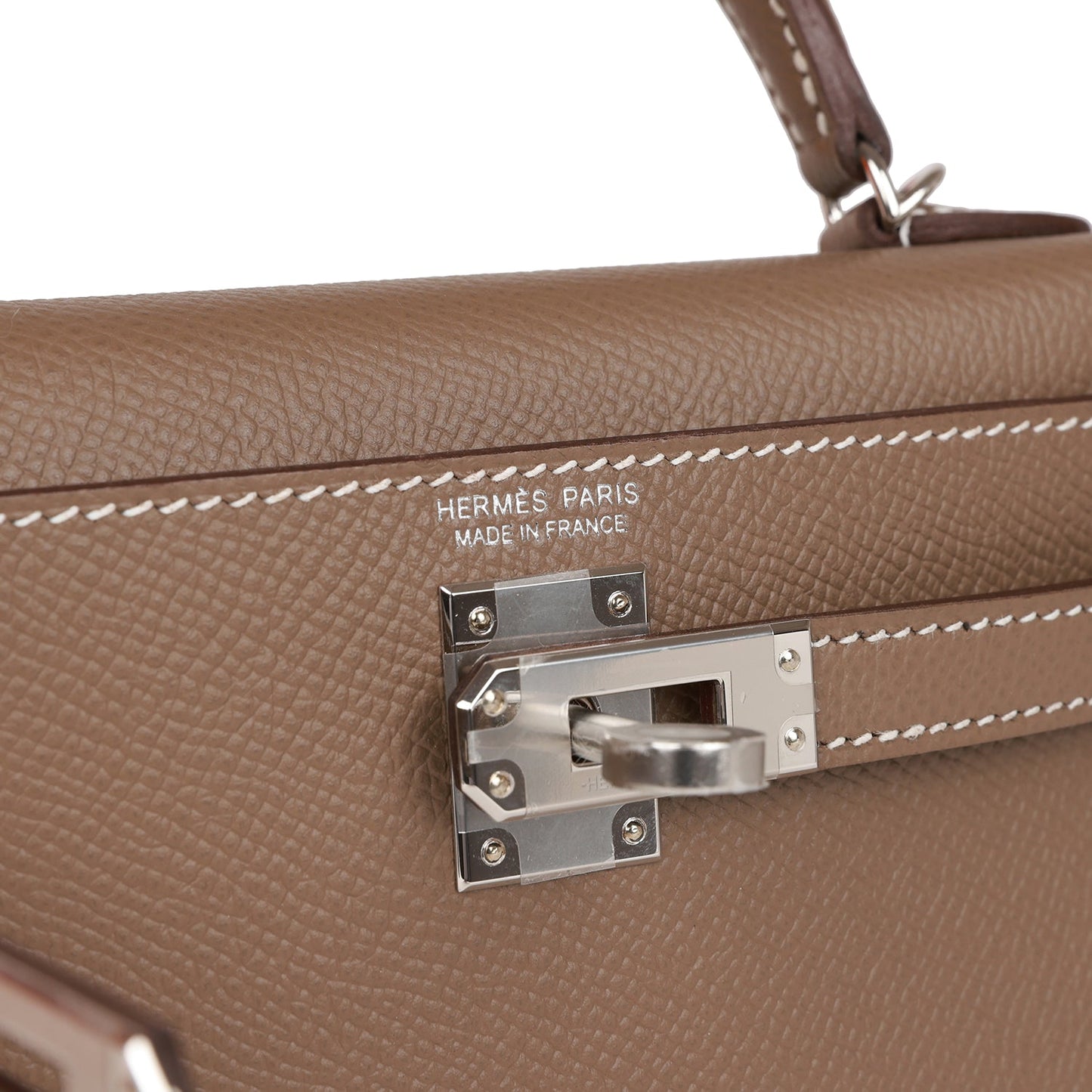 Hermes Kelly 20 Sellier Etoupe Epsom Palladium Hardware