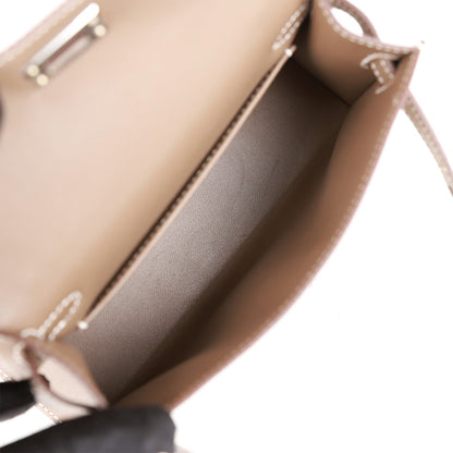 Hermes Kelly 20 Sellier Etoupe Epsom Palladium Hardware