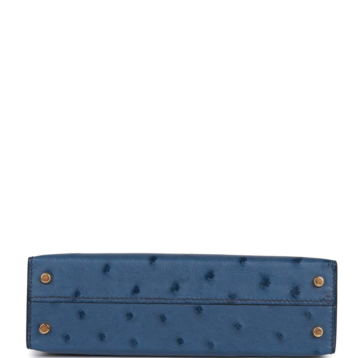 Hermes Kelly 20 Sellier Bleu Iris Ostrich Gold Hardware