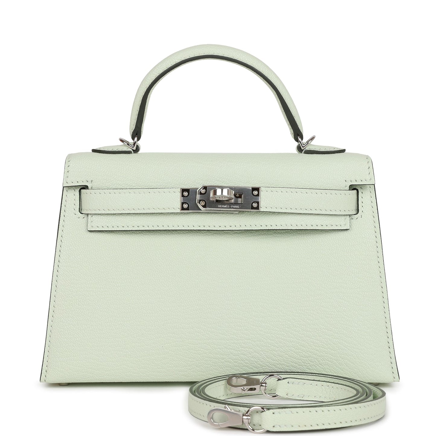 Hermes Kelly 20 Sellier Vert Fizz Chevre Palladium Hardware