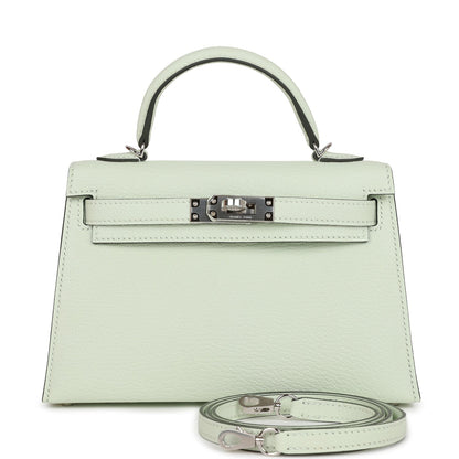 Hermes Kelly 20 Sellier Vert Fizz Chevre Palladium Hardware
