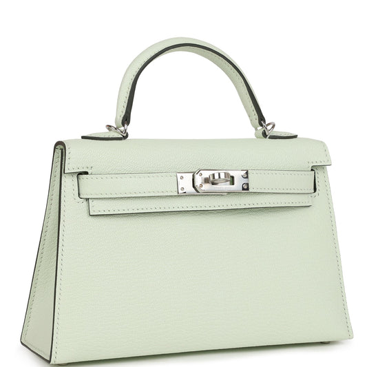 Hermes Kelly 20 Sellier Vert Fizz Chevre Palladium Hardware