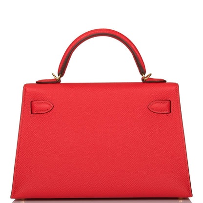 Hermes Kelly 20 Sellier Rouge de Coeur Epsom Gold Hardware