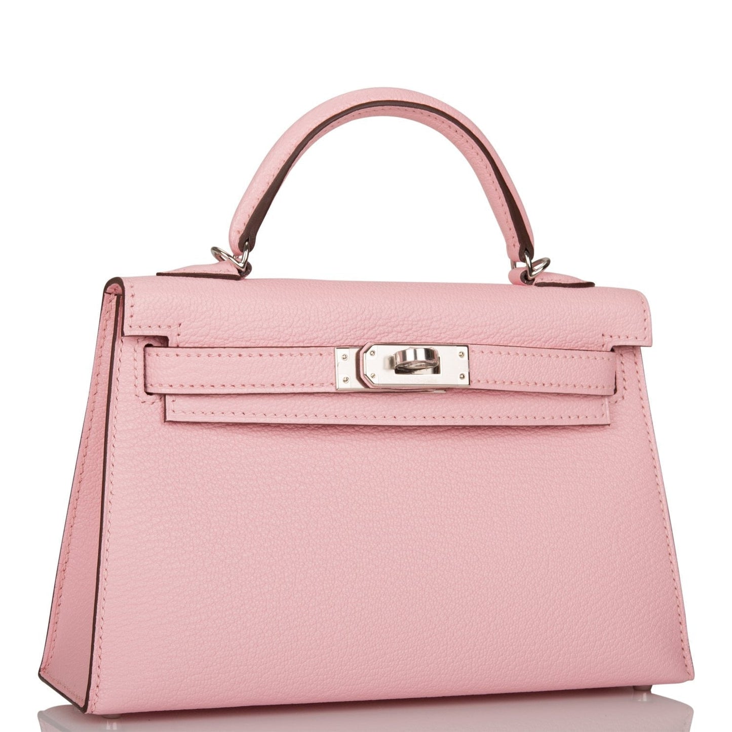 Hermes Kelly 20 Sellier Rose Sakura Chevre Palladium Hardware