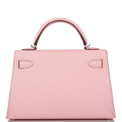 Hermes Kelly 20 Sellier Rose Sakura Chevre Palladium Hardware