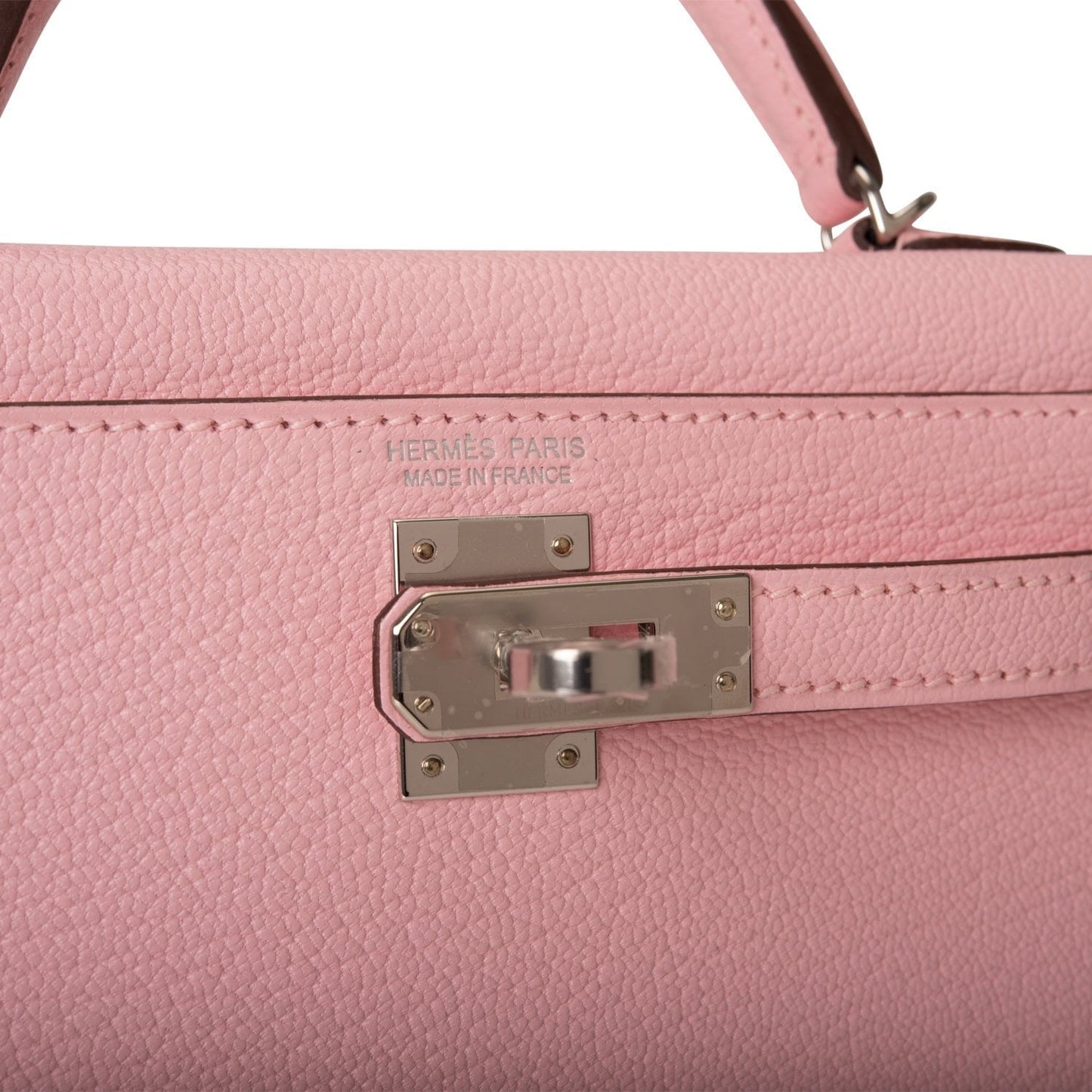 Hermes Kelly 20 Sellier Rose Sakura Chevre Palladium Hardware
