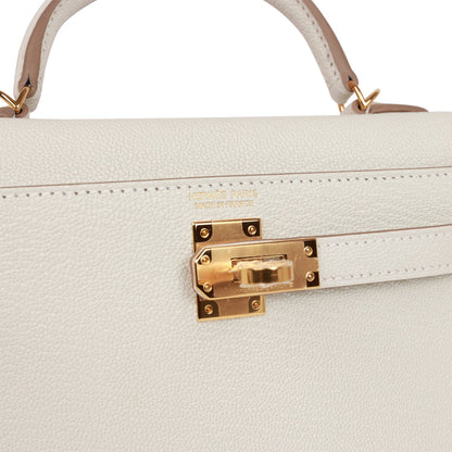 Hermes Kelly 20 Sellier Mushroom Chèvre Gold Hardware