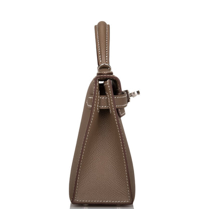 Hermes Kelly 20 Sellier Etoupe Epsom Palladium Hardware