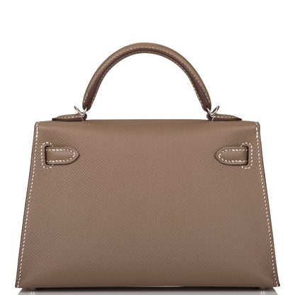 Hermes Kelly 20 Sellier Etoupe Epsom Palladium Hardware