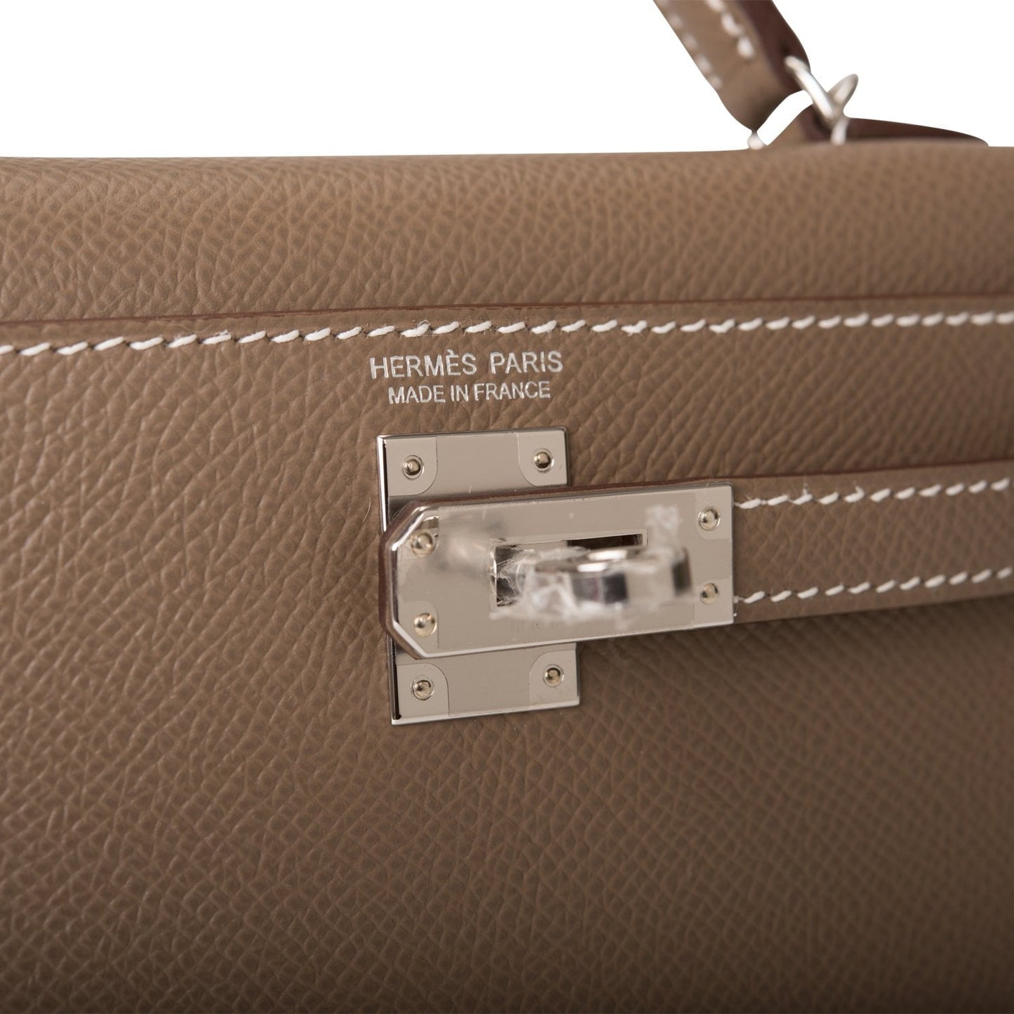 Hermes Kelly 20 Sellier Etoupe Epsom Palladium Hardware
