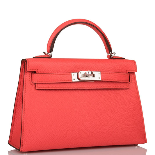 Hermes Kelly 20 Sellier Rose Texas Epsom Palladium Hardware